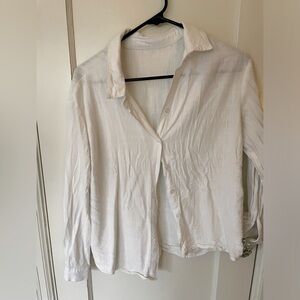 White Linen Button Down, Size S